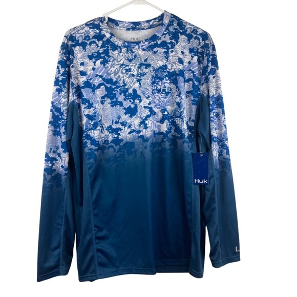 NWT Huk Fishing Men's Shirt Sz L X Tide Change Fade Long Sleeve Sun Protection - Picture 2 of 12